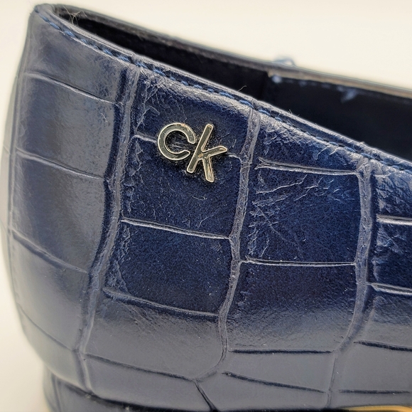 Calvin Klein Felice Ballet Flats Navy Faux Croc Embossed CK Logo Classic Casual - Picture 8 of 16